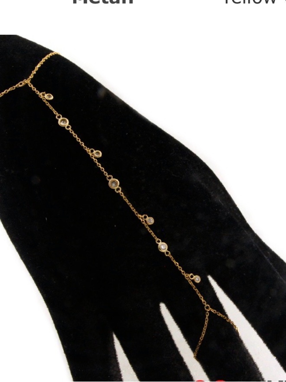 14k solid gold natural diamond hand chain with finger ring